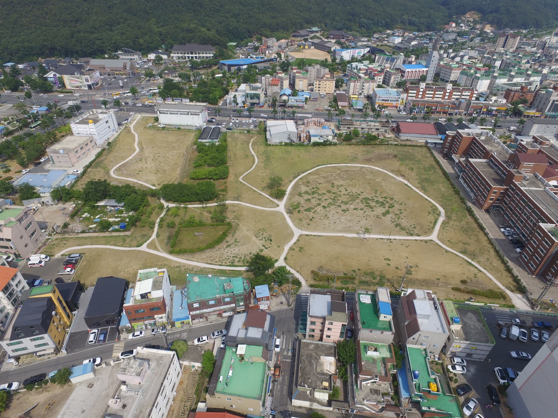 경주 용강동 원지 유적 — 경주 용강동원지유적 서쪽상공(동쪽으로 조망) (고도보존육성과, 2017)