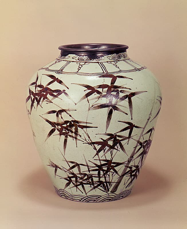 백자 철화매죽문 항아리 — 백자 철화매죽문 항아리