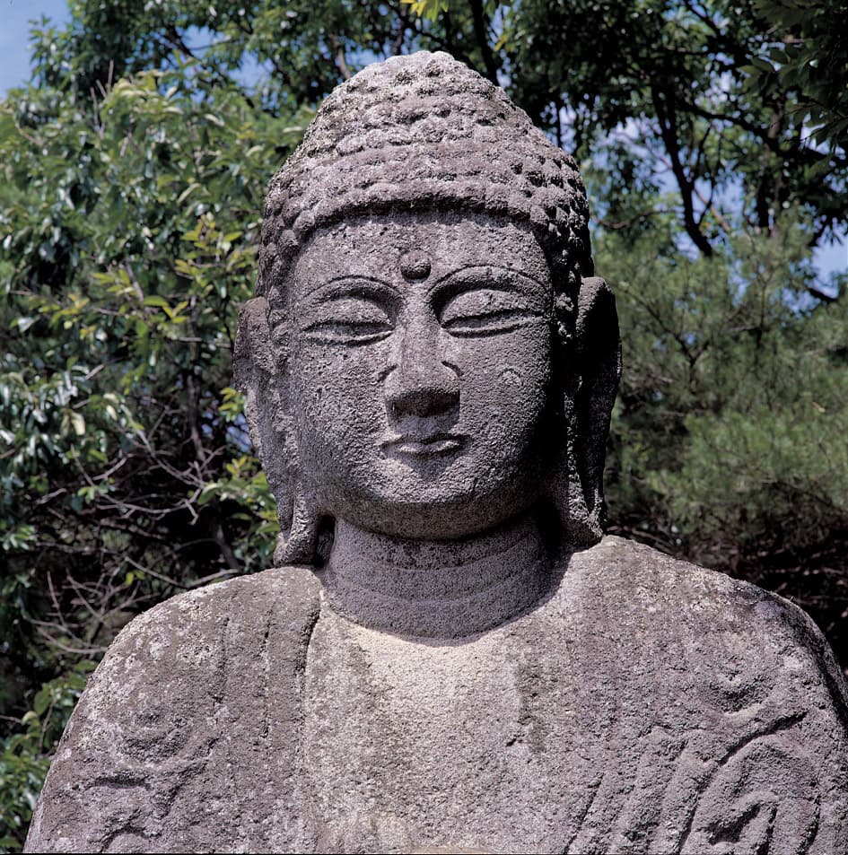 아산 평촌리 석조약사여래입상 — 단정한 얼굴 모습