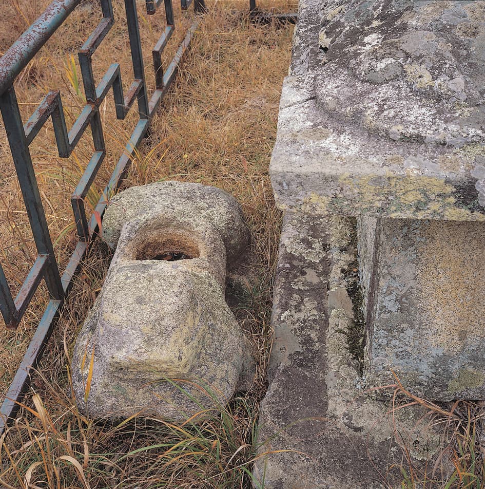 구례 논곡리 삼층석탑 — 탑 앞 사자상