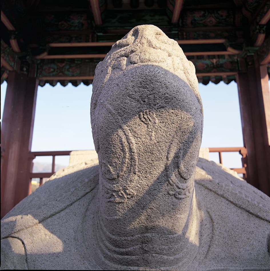 경주 서악동 귀부 — 귀부의 머리 부분(턱 아래쪽)