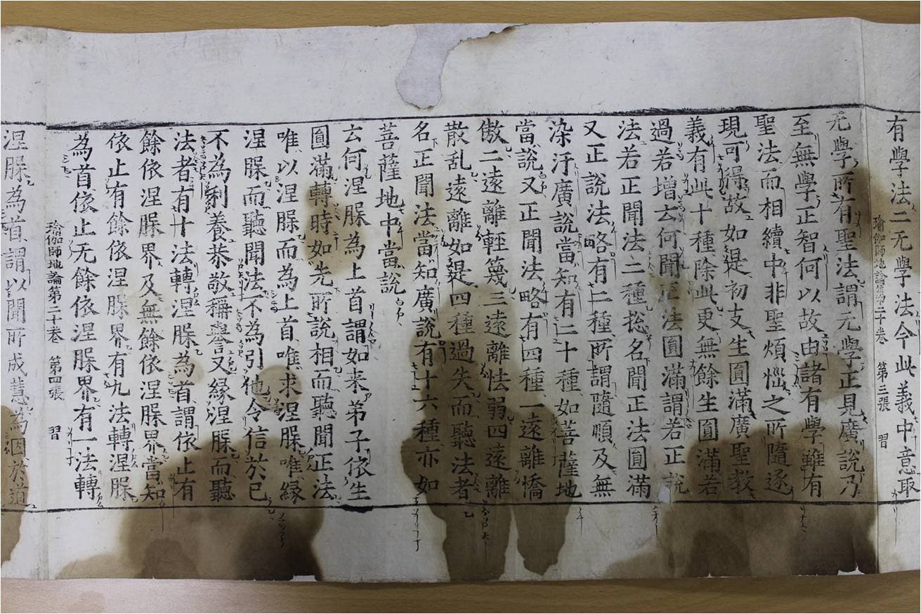 재조본 유가사지론 권20 — 보물 재조본 유가사지론 권20 중 4장 부분