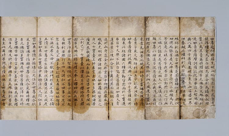 백지묵서 묘법연화경 권7 — 백지묵서묘법연화경(권제7)